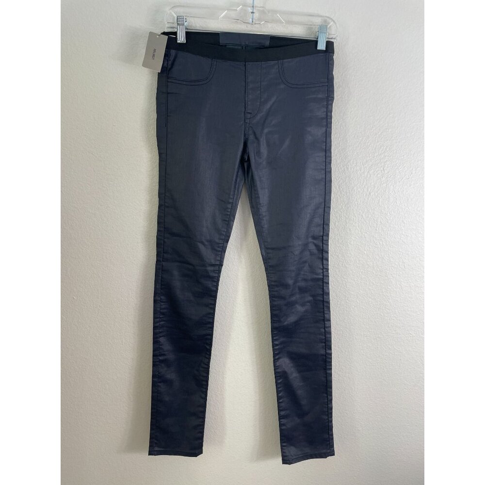 NEW Helmut Lang‎ Womens 26 Elastic Waist Navy Blue Coated Leggings Pull On